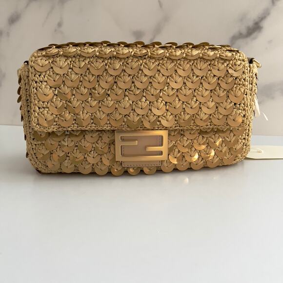 NWT! Fendi Raffia & Sequin Baguette - Picture 11 of 11